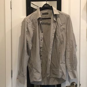 Grey and white striped shirt